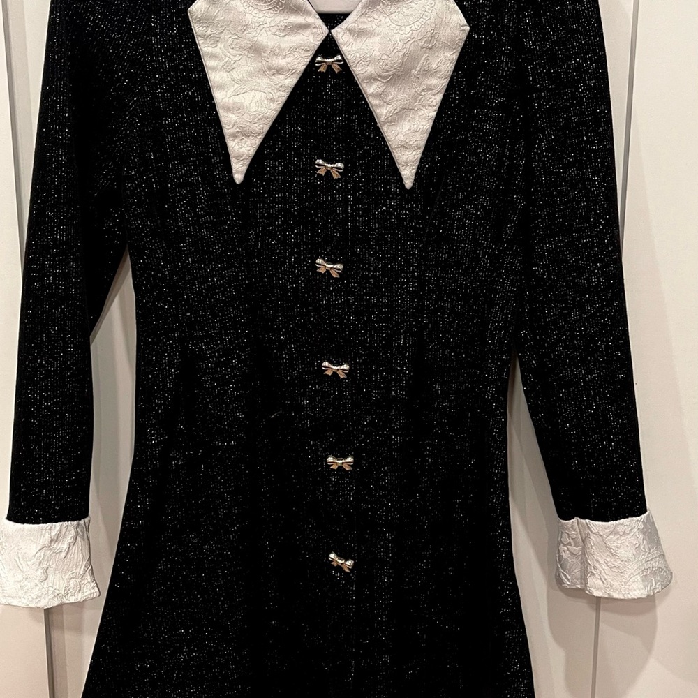 Black Dress with White Collar and Cuffs